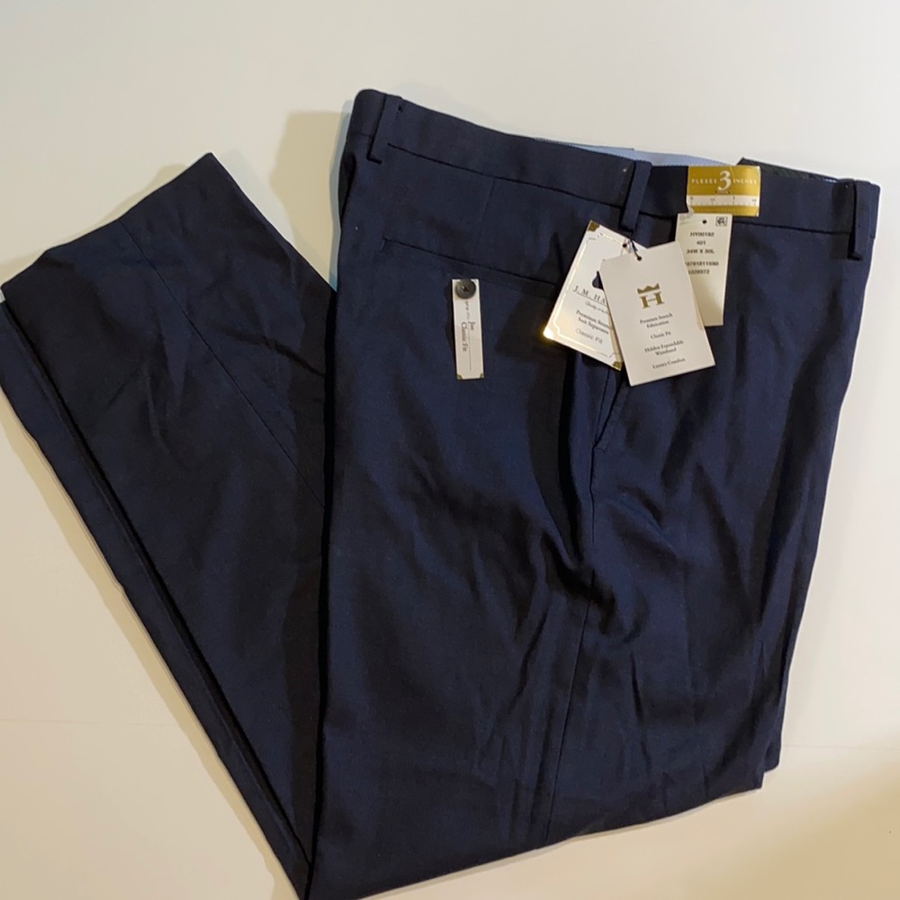J.M. Haggar SZ 44 x 29 Joe Classic Fit Flat Front Navy Dress Pants New D4